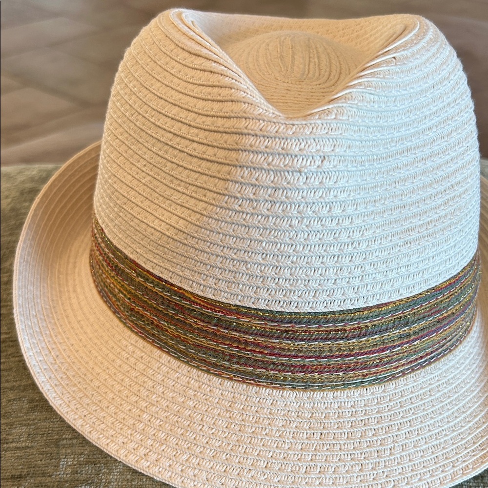 👒HP👒 Fedora - Cream with Multicolor Band